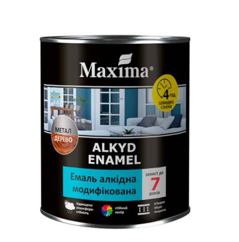 Емаль алкідна МОДИФІКОВАНА, чорна МАТОВА, ТМ "Maxima" -2,3 кг